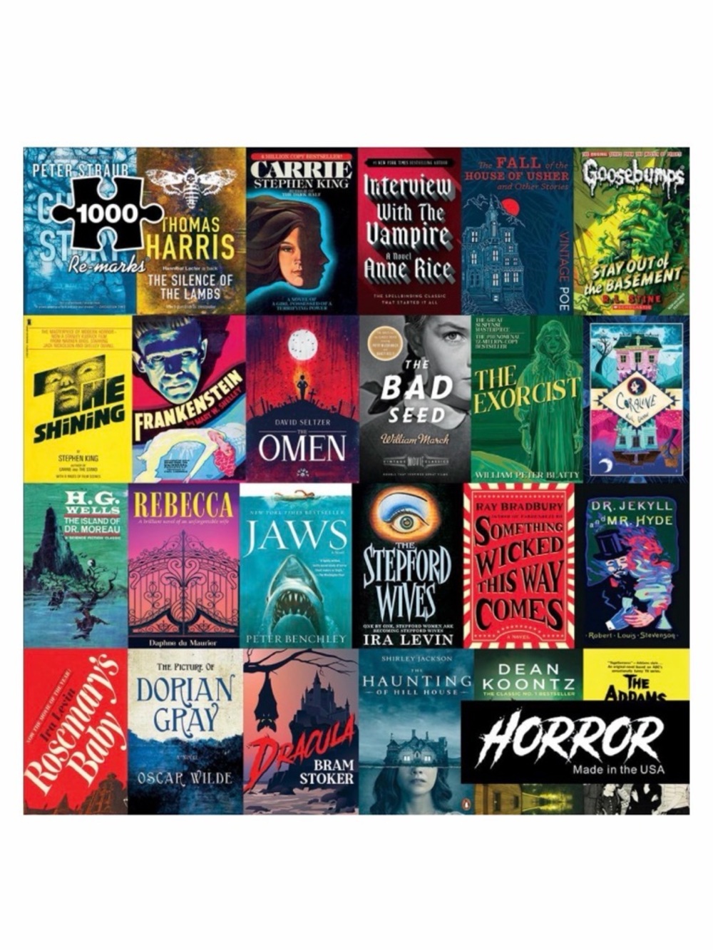 Horror Classic Book Covers Collage Poster - Colorful Multi